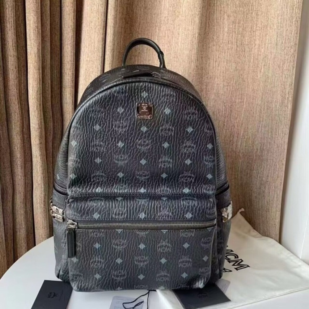 MCM Gray and Black Patterned Backpack
